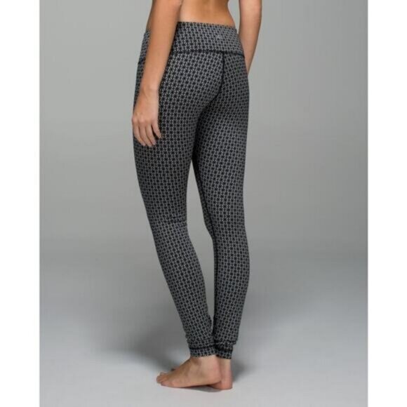 LULULEMON Wunder Under Pant In Tri Geo Silver Spoon Black Size 6 - Picture 2 of 8
